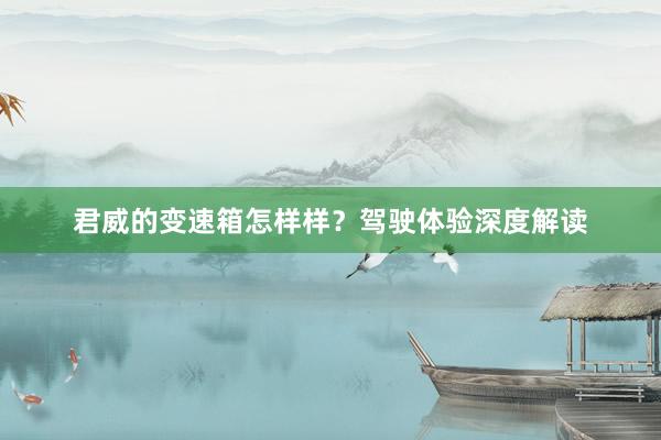 君威的变速箱怎样样？驾驶体验深度解读